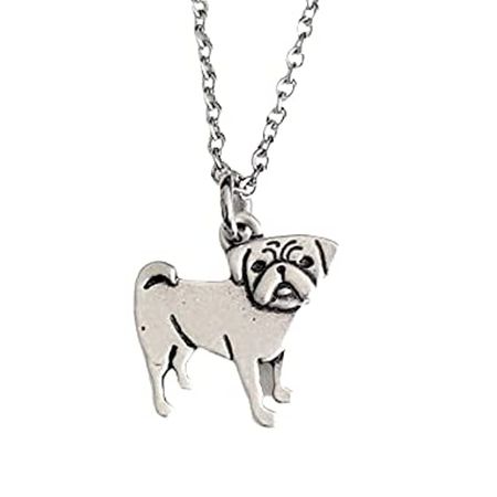 Amazon.com: Pug Necklace on Stainless Steel Chain - Mixed Pup Breed Jewelry - Dog Mom Gift : Handmade Products