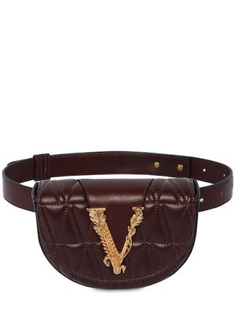 Versace, Quilted leather belt bag, Chocolate, Luisaviaroma