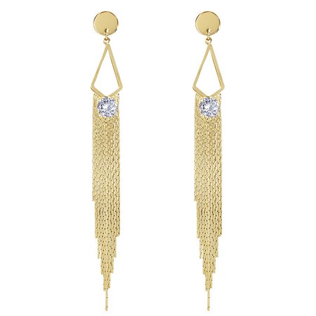 Fashion Ear Drop Earring Hollow Geometric Piercing Gold Crystal Chains Tessals Dangle for Women online - NewChic