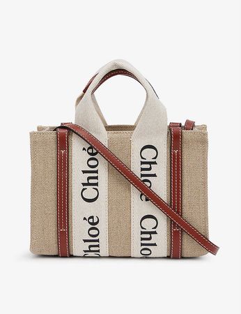 CHLOE - Woody mini cotton-canvas tote bag | Selfridges.com