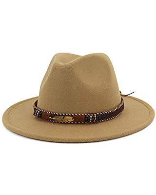 Western Cowboy Hat-Wool Felt Brown Man's Crushable Wide Brim Hats at Amazon Men’s Clothing store: