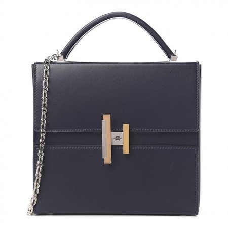 HERMES Villandry Calfskin Cinhetic Boxy Top Handle Bag Bleu Nuit 617305