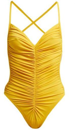 Butterfly Mio Ruched Swimsuit - Womens - Yellow