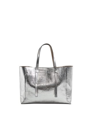 MANGO Metallic-effect shopper bag
