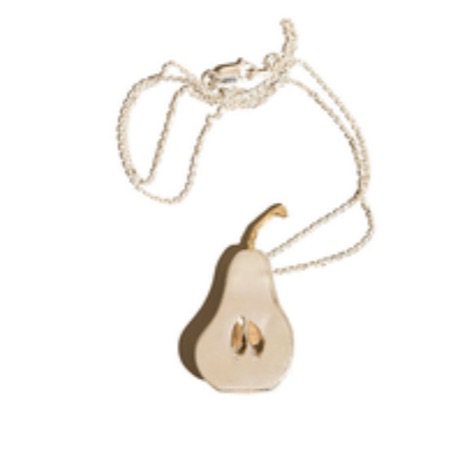silver pear pendant necklace
