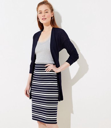 Striped Pull On Pencil Skirt