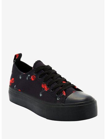 Cherry Skull Lace-Up Platform Sneakers