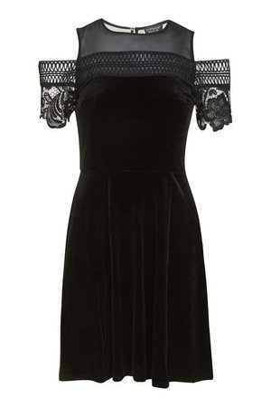 Black Velvet + lace Skater-Dress