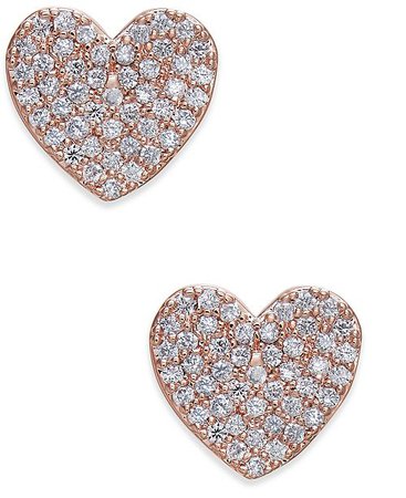 kate spade new york Rose Gold-Tone Pavé Heart Stud Earrings & Reviews - Fashion Jewelry - Jewelry & Watches - Macy's