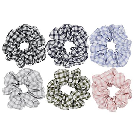 Amazon.com : Pack of 6 Check Plaid Hair Scrunchies Gingham Checks Ponytail Holder for Women Accessories : Beauty