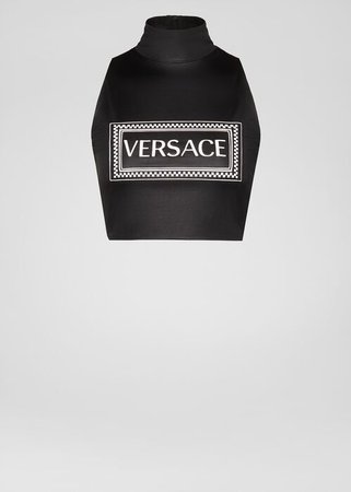 Versace 90s Vintage Logo Print Crop Top for Women | US Online Store