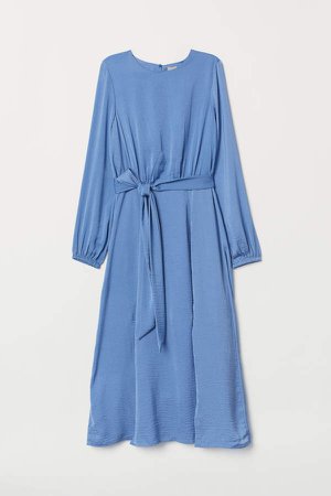 Creped Satin Dress - Blue