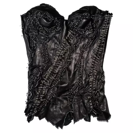 Balmain by Christophe Decarnin black leather safety-pin corset, ss 2011 For Sale at 1stDibs | balmain corset