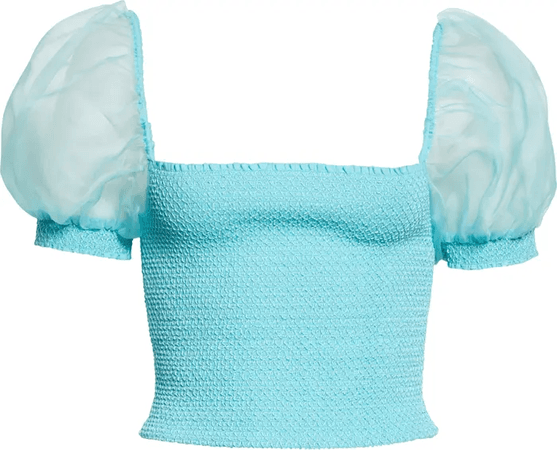Aquamarine puff sleeve blouse