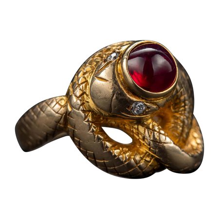 Snake Ring with No-Heat Burma Ruby Certified For Sale at 1stDibs