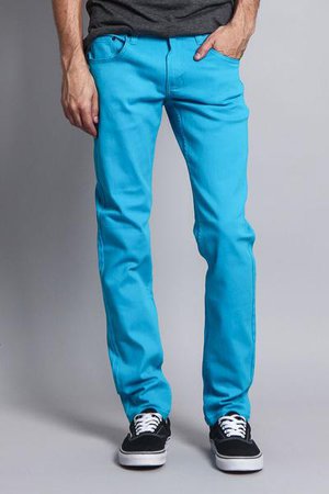 Men's Skinny Fit Colored Jeans (Turquoise) – G-Style USA