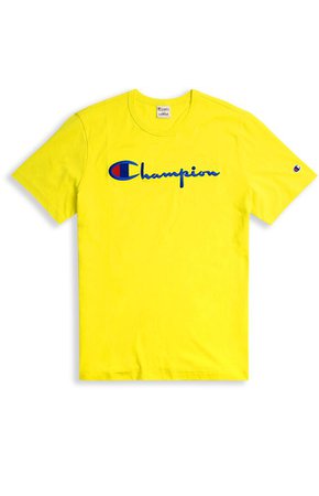 Champion Europe Script Logo Crew Neck T Shirt (Yellow) – Rue de Can