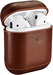 Amazon.com: AirPods Case, ICARER Genuine Airpods Leather Case (The Front LED Visible) Wireless Charging Cover for Apple Airpod 2 & 1 (Brown) : Electronics