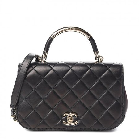 CHANEL Lambskin Small Carry Chic Flap Black 536492