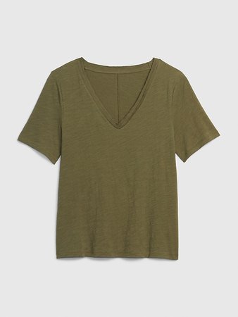 Slub Short Sleeve V-Neck T-Shirt | Gap