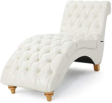 Amazon.com: GDFStudio 300336 Bellanca Fabric Tufted Chaise Lounge Chair (Ivory),: Kitchen & Dining