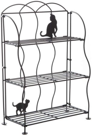 Lily's Home Cat Lovers Black Metal Countertop Wire Shelf Rack, Great for Household Items, Kitchen Organizer, Bathroom Storage and More. Foldable. 3-Tier: Kitchen & Dining