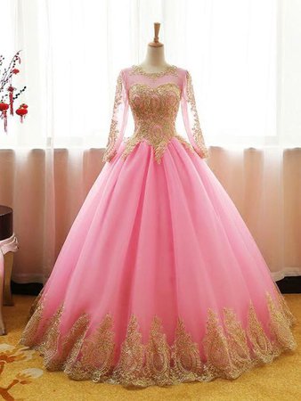 Gold and pink ballgown 1