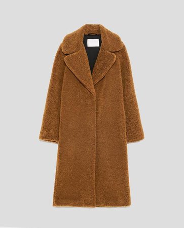 Zara Camel Oversized Long Teddy Coat Size 0 (XS) - Tradesy
