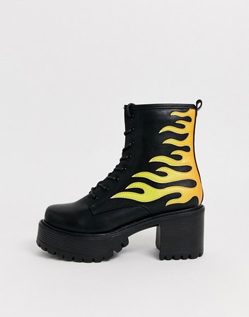 Koi Footwear vegan flame ankle boots in black | ASOS