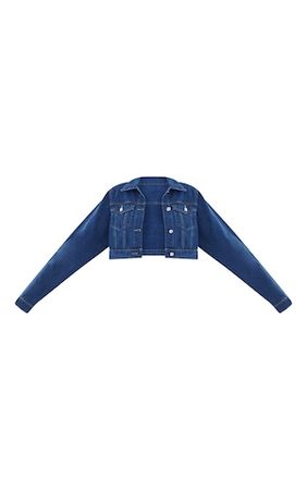 PLT Indigo Cropped Denim Jacket | PrettyLittleThing USA