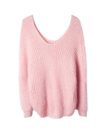 sweater, fuzzy sweater, mohair, mohair sweater, pink sweater, pink, fluffy, oversized sweater, v-neck sweater - Wheretoget