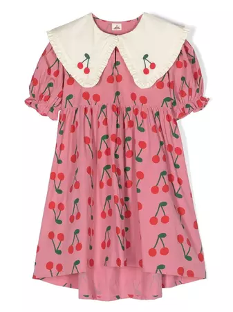 JELLYMALLOW cherry-print bib-collar Dress - Farfetch