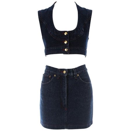 Vivienne Westwood blue denim skirt and vest set