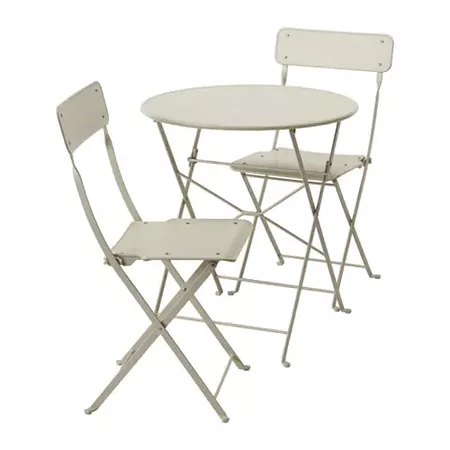 IKEA - SALTHOLMEN Table and 2 folding chairs, outdoor, beige Set
