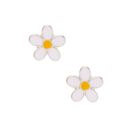 Daisy Stud Earrings - White | Claire's US