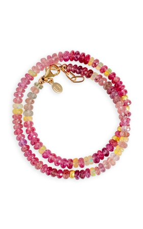 Raspberry Sherbert 14k Yellow Gold Sapphire, Opal Wrap Bracelet By Joie Digiovanni | Moda Operandi