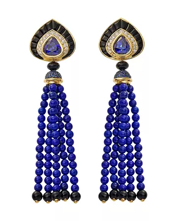Marina B 18K Yellow Gold Saturnia Sapphire, Lapis Lazuli & Diamond Drop Earrings | Bloomingdale's