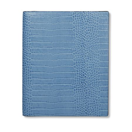 A4 Writing Folder in Mara in nile blue | Smythson
