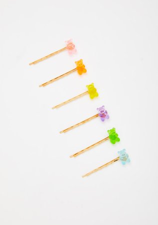Hair Pin Set Gummy Bear Candy Six Rainbow | Dolls Kill