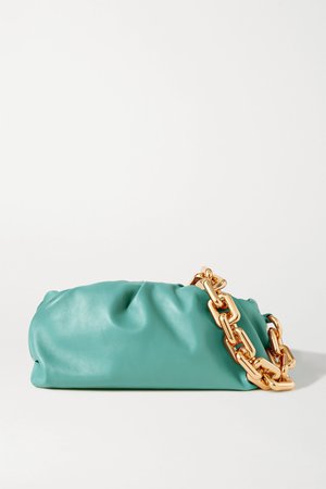 Blue The Chain Pouch gathered leather clutch | Bottega Veneta | NET-A-PORTER