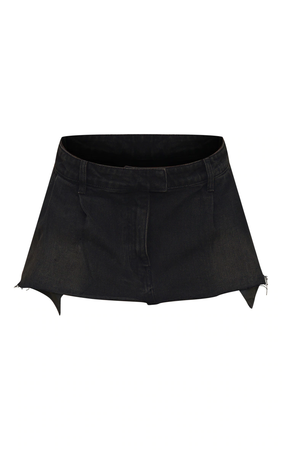 Washed Black Low Rise Micro Mini Tennis Denim Skirt $35
