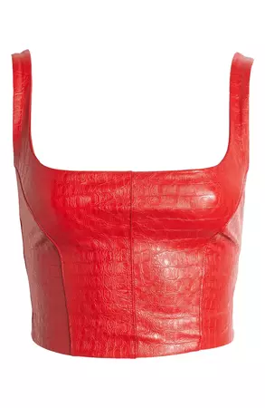 Naked Wardrobe The Crocodile Collection Croc Embossed Faux Leather Corset Crop Top | Nordstrom