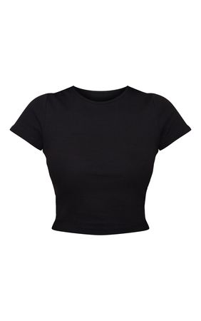 T-shirt côtelé noir javélisé | PrettyLittleThing FR
