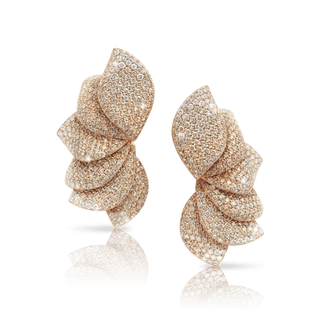 18k Rose Gold Aleluia' Earrings with White and Champagne Diamonds, Pasquale Bruni