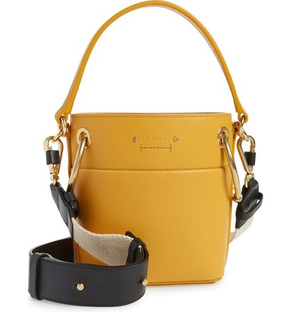 Chloé Roy Small Leather Bucket Bag Yellow