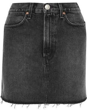Moss Frayed Denim Mini Skirt