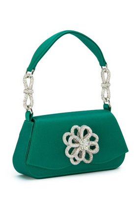 Flower Satin Shoulder Handbag By Mach & Mach | Moda Operandi