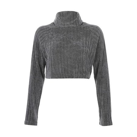 *clipped by @luci-her* Gothic Grunge Turtleneck Long Sleeve Crop Top (Available in Gray, Blac – ROCK 'N DOLL