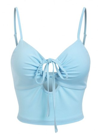 [24% OFF] 2021 ZAFUL Cutout Tie Front Cropped Cami Top In LIGHT BLUE | ZAFUL