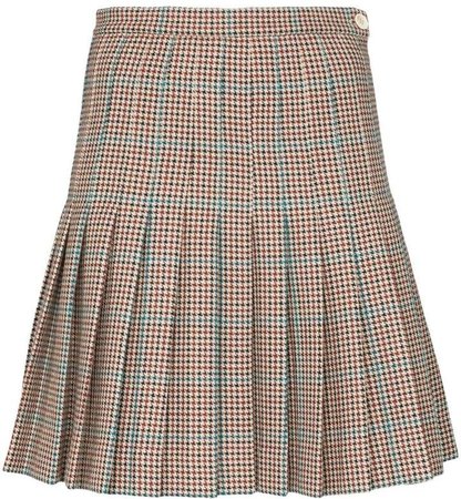 pleated checked mini skirt